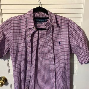 Mens Ralph Lauren small button up classic fit pink short sleeve dress shirt